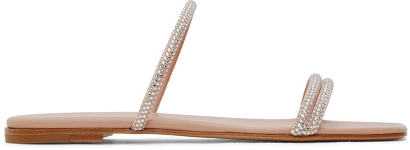 Sneakers og sko Gianvito Rossi Cannes 05 Crystal Embellished Flat Sandals Beige | G16120.05CUO.XCN
