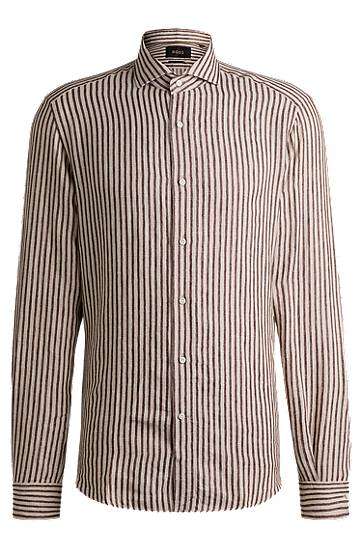 Skjorte BOSS Regular-Fit Striped Linen Shirt Beige | 50539596, 0