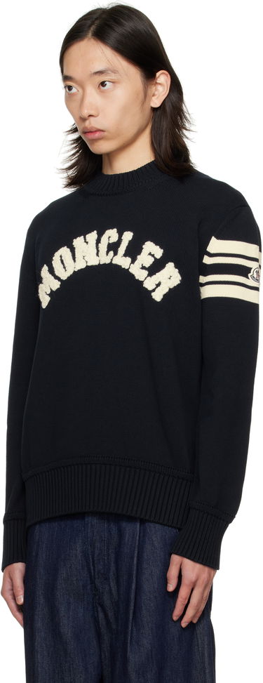 Sweater Moncler Crewneck Sweater with Logo Sort | K20919C00009M1367, 3