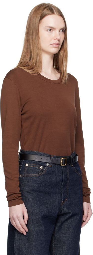 T-shirt LEMAIRE Rib Long Sleeve T-shirt Brun | TO1441 LJ1016, 1