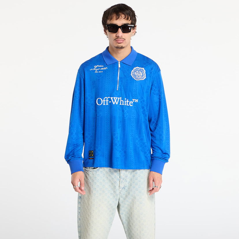 Polo skjorte Off-White Lion Nation Soccer L/S Polo Blå | OMAD00QF25JER0034601
