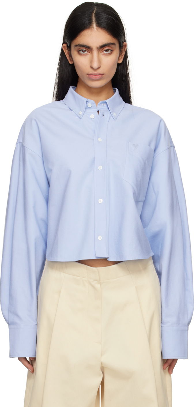 Skjorte AMI Embroidered Shirt Blå | USH133.CO0031