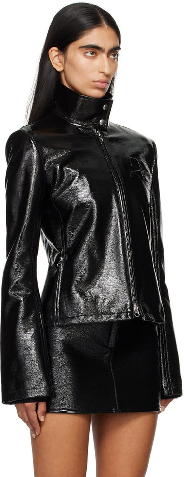 Bomberjakke Courrèges Embossed-Logo Patent Leather Jacket Sort | 324CBL194VY0014, 1