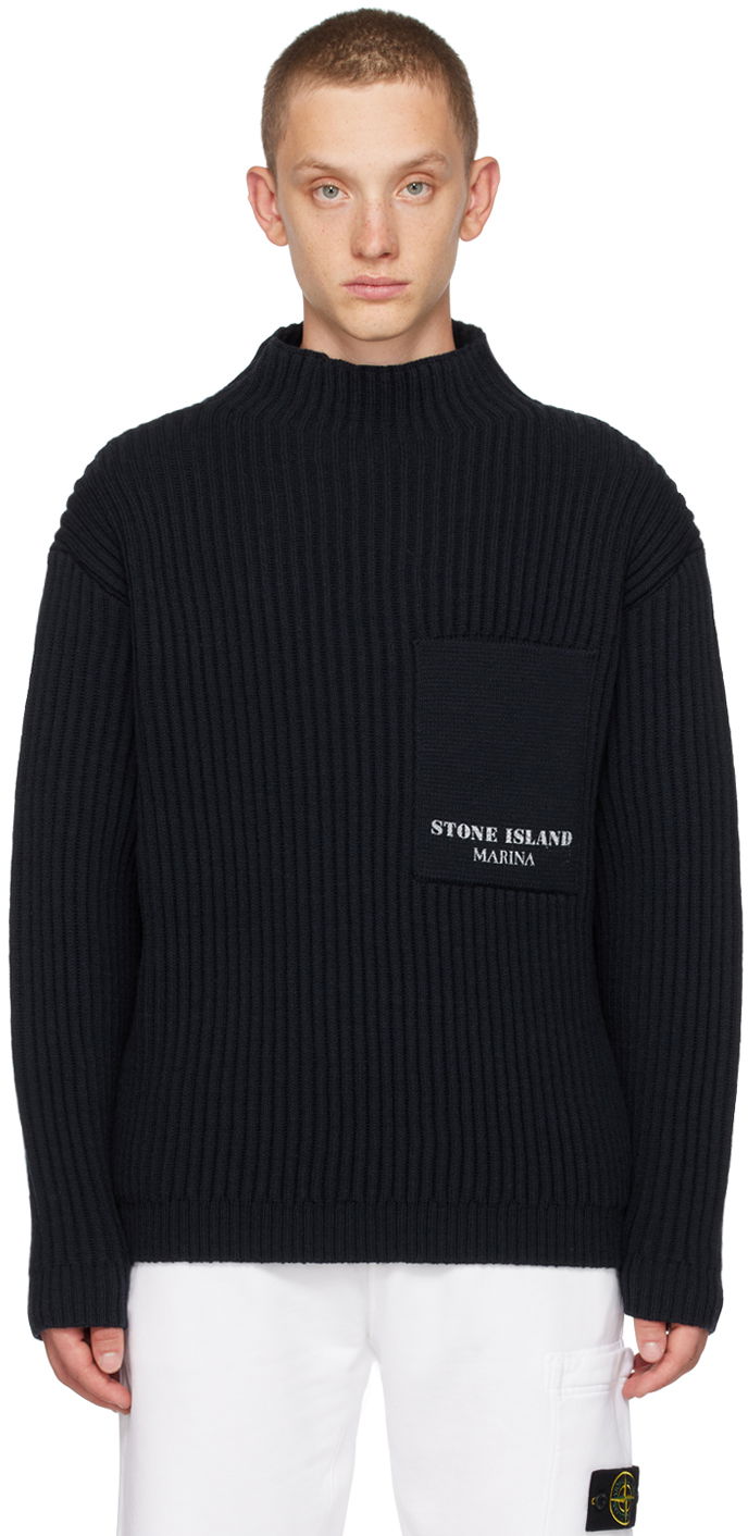 Sweater Stone Island Printed Turtleneck Mørkeblå | 7915543XA, 0