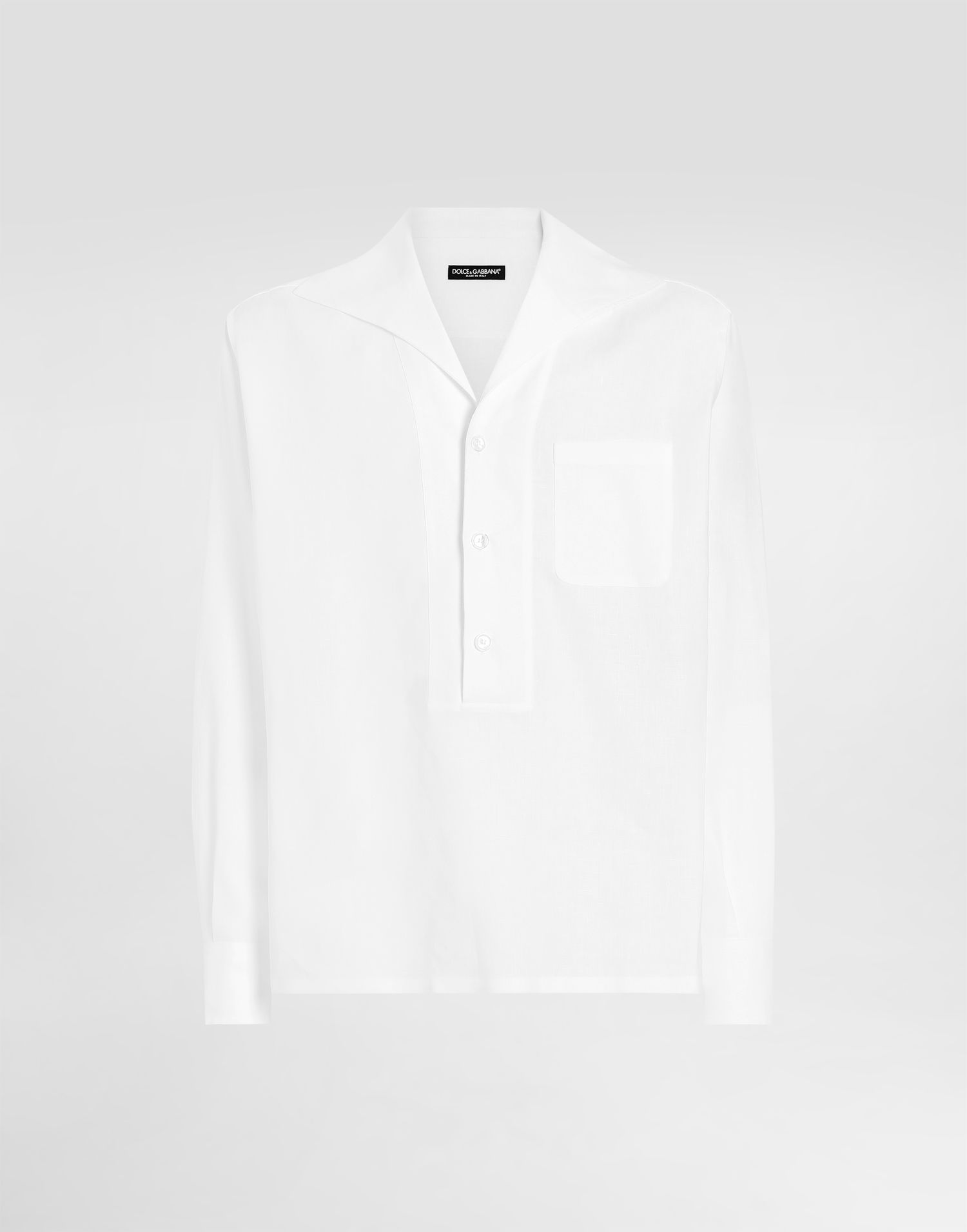 Skjorte Dolce & Gabbana Dolce & Gabbana Three-Button Linen Shirt Hvid | G5ND3TFU4JBW0800, 0