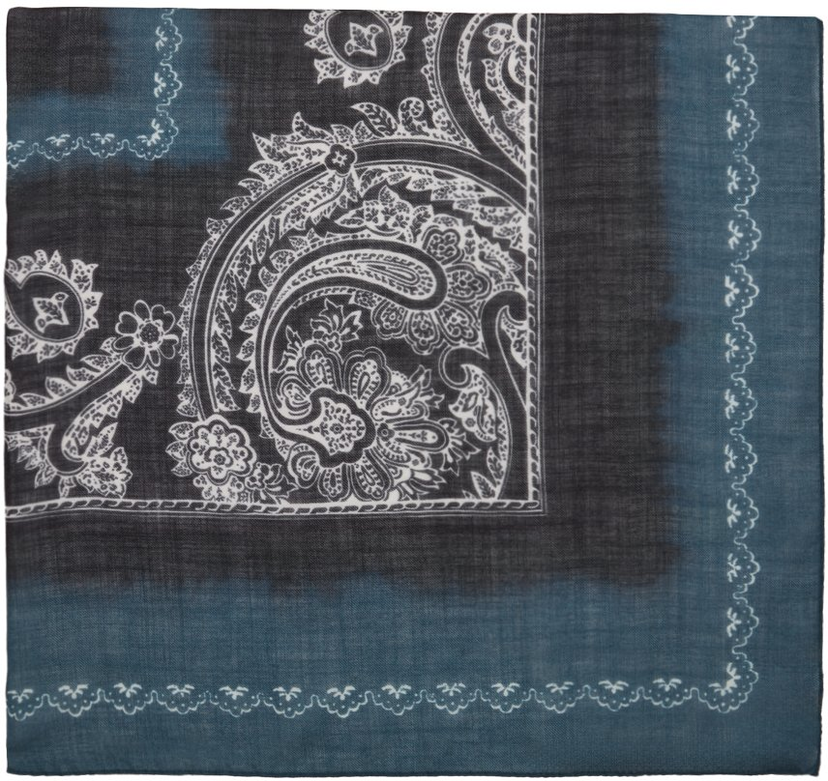 Tørklæde Acne Studios Printed Scarf Mørkeblå | CA0266-