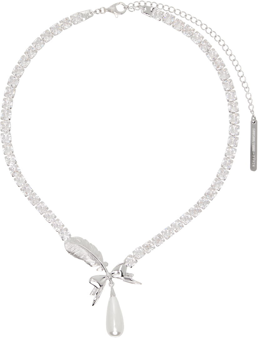 Halskæde SHUSHU/TONG SHUSHU/TONG YVMIN Edition Teardrop Zircon Feather Necklace Metalisk | 24813SLV00NN