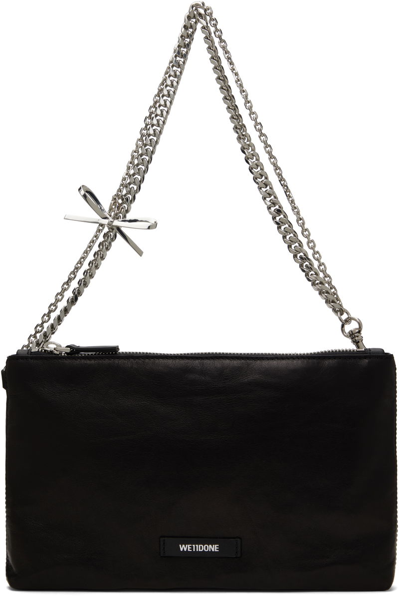 Skuldertaske We11done We11done Ribbon Chain Shoulder Bag Sort | WD-AB0-25-480-U-BK