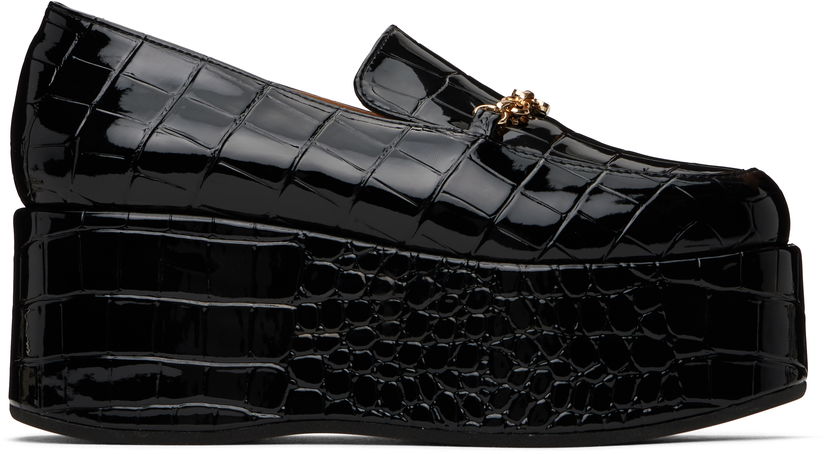 Skopleje GANNI GANNI Croco Butterfly Chain Platform Loafers Sort | S2834