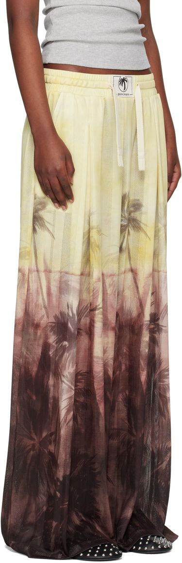Nederdel Palm Angels Palm Angels Sunset Palms Mesh Trousers Gul | PWCA154S25FAB0012010, 1