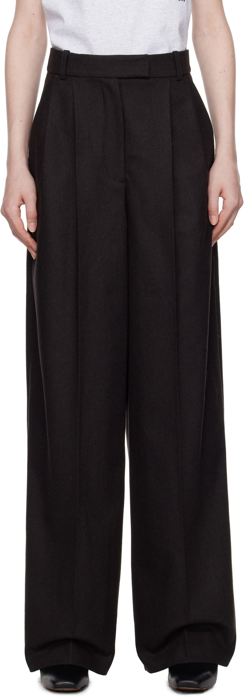 Bukser A.P.C. Anastasia Barbieri Edition Valesca Wide Leg Trousers Sort | WOARX-F08481