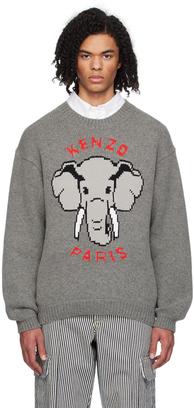 Sweater KENZO Paris Elephant Sweater Grå | FD55PU3643BA, 0