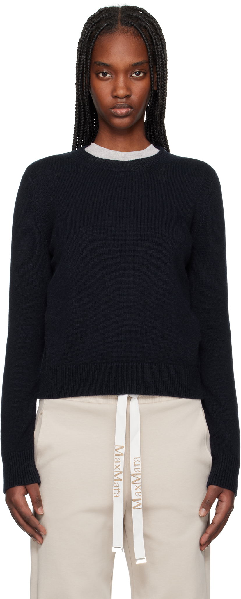 Sweater Max Mara Max Mara Fedora Knit Sweater Mørkeblå | 2519361031600
