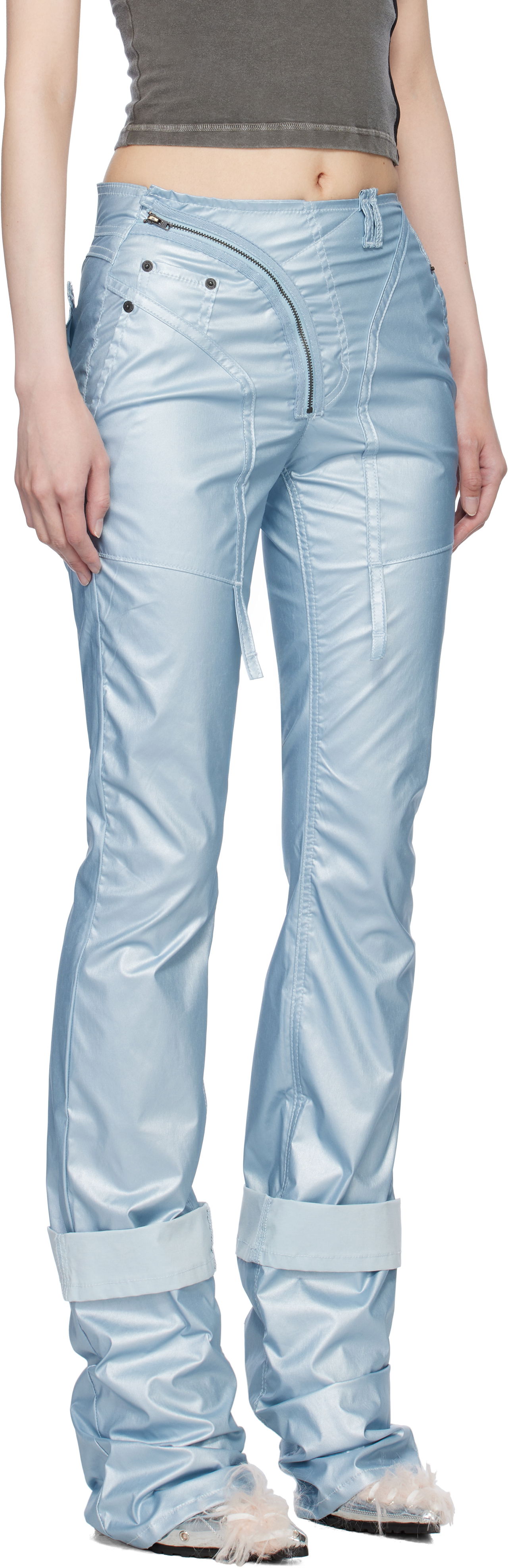 Bukser Ottolinger Ottolinger Coated Open Back Trousers Blå | 2217080203, 1