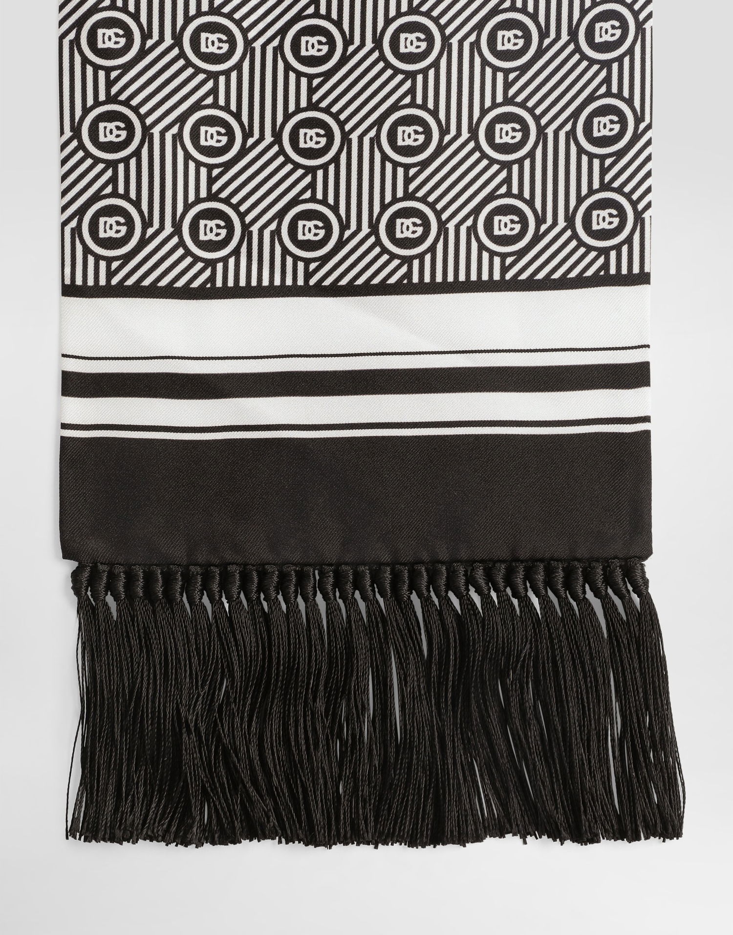 Tørklæde Dolce & Gabbana Dolce & Gabbana Silk Twill Scarf with Micro-design and Logo Sort | GQ214EG0WV0HH8RN, 1