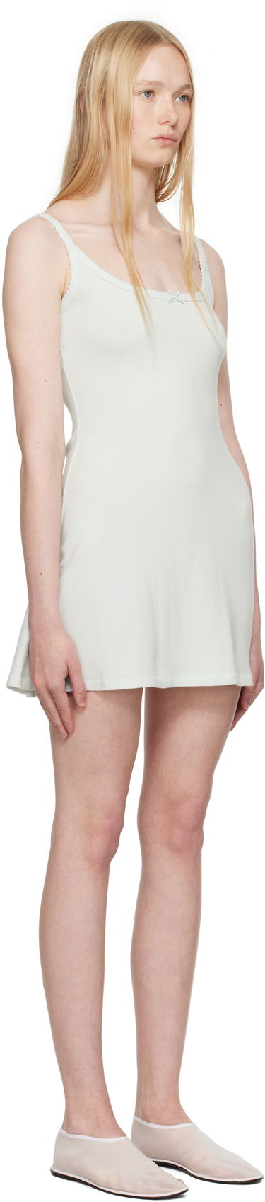 Kjole SKIMS SKIMS Drop Needle Pointelle Cami Minidress Hvid | DS-DRS-8150W, 4