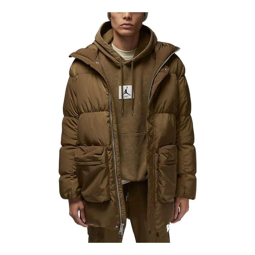 Puffer jakke Jordan Jordan Logo Zipper Mid-Length Down Jacket Grøn | DQ7347-385
