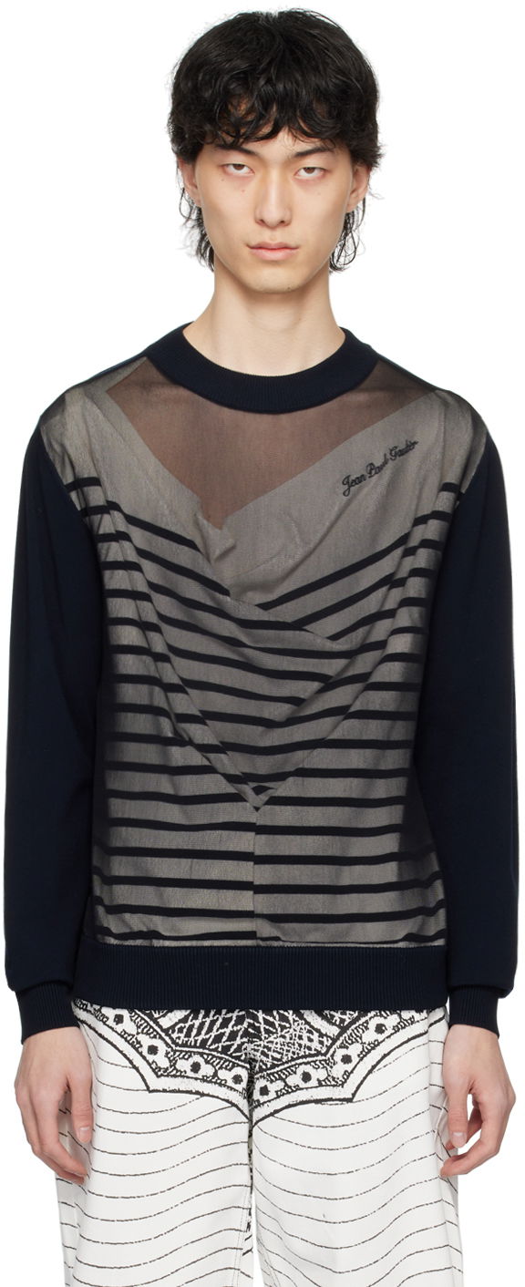 Sweater Jean Paul Gaultier Gaultier Oversized Striped Sweater Mørkeblå | 24/25-U-PL046B-M064-590100, 0