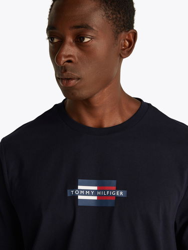 T-shirt Tommy Hilfiger Tommy Hilfiger Flag Box T-Shirt Mørkeblå | MW0MW38636DW5, 3