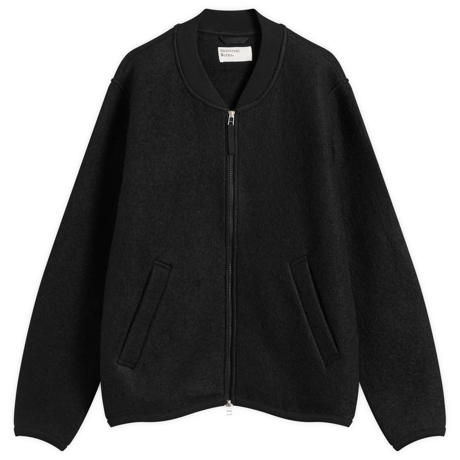 Bomberjakke Universal Works Wool Fleece Zip Bomber Jacket Sort | 00018-BLK, 0