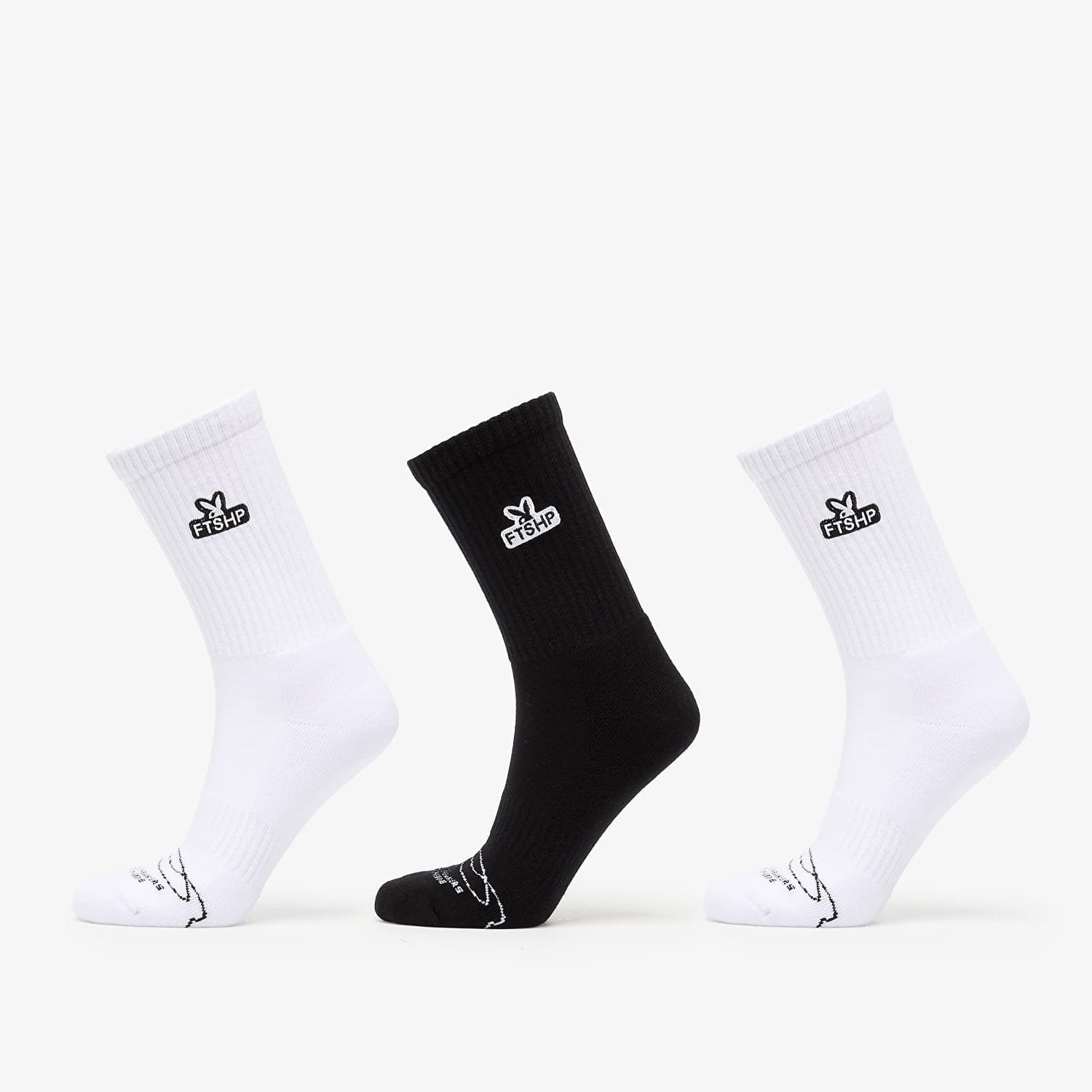 Sokker Footshop Playboy x FTSHP Socks 3 Pack Black/ White Flerfarvet | FTSHP_541, 0