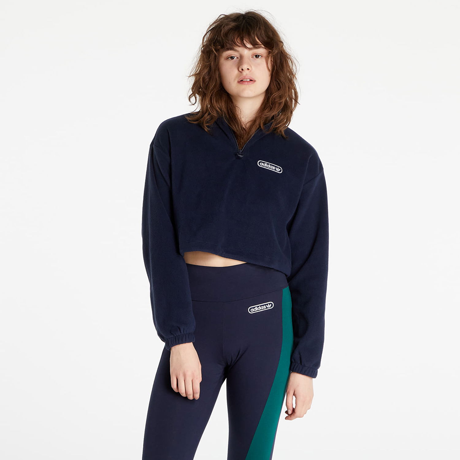 Sweatshirt adidas Originals Retro 1/4 Zip Cropped Mørkeblå | HL0052, 0