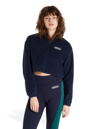 Sweatshirt adidas Originals Retro 1/4 Zip Cropped Mørkeblå | HL0052