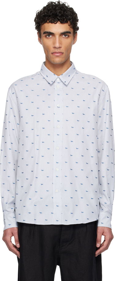Skjorte MAISON KITSUNÉ Maison Kitsuné Profile Fox Casual Striped Shirt Hvid | MM00408WC5046, 0