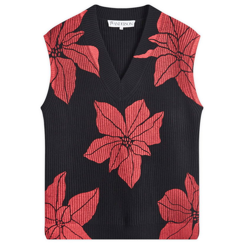 Sweater JW Anderson Printed V-Neck Vest Sort | KW1232-YN0170-999