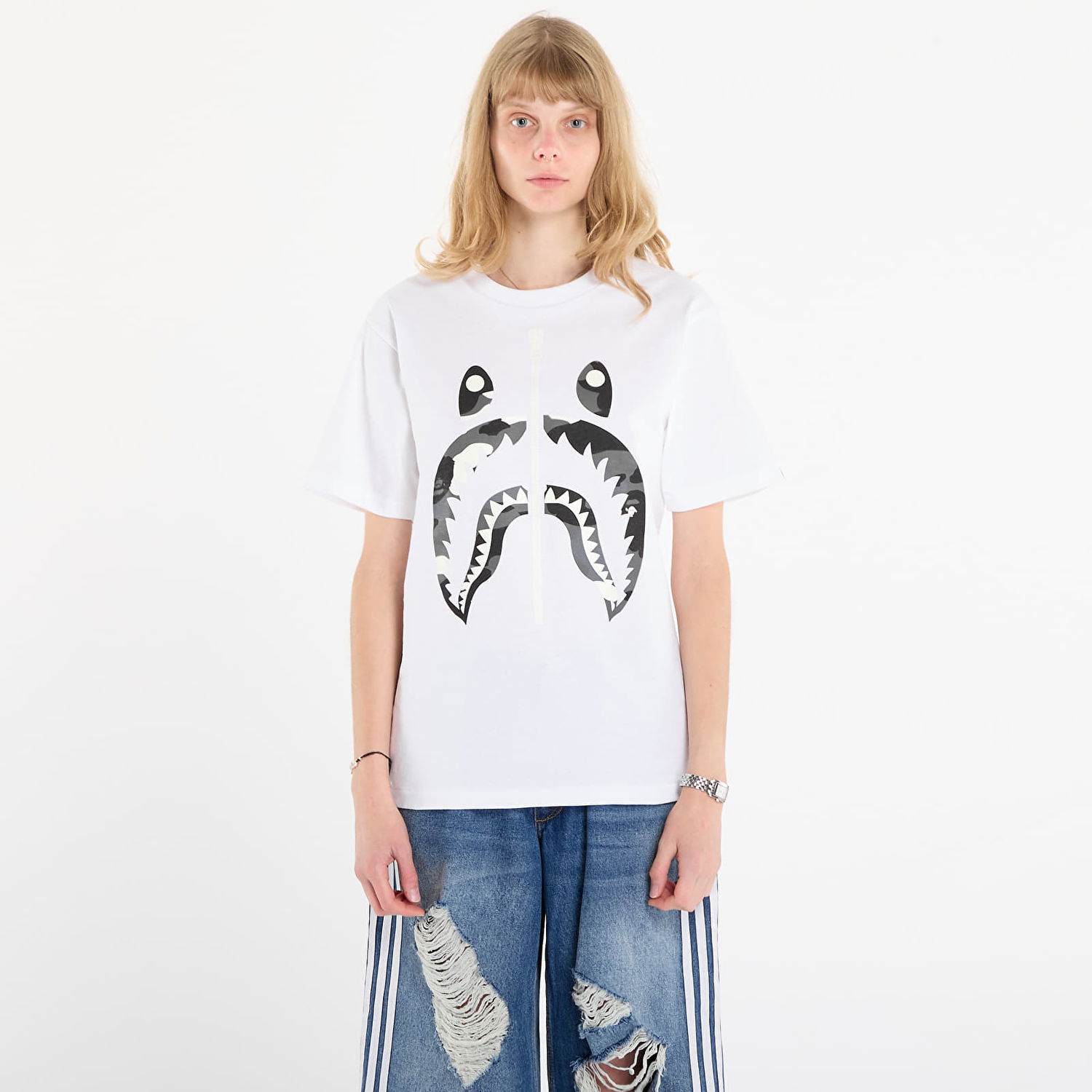 T-shirt BAPE City Camo Shark Tee Hvid | 001TEL801027MWHT, 1
