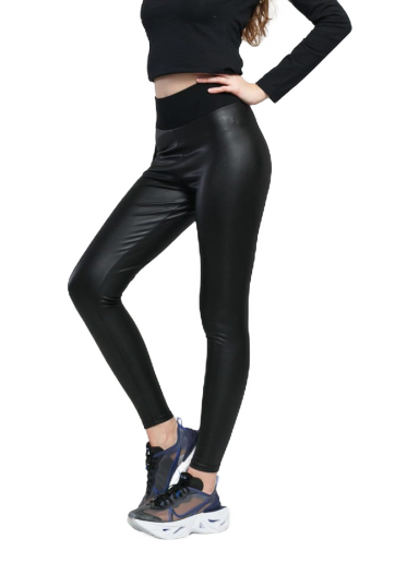 Leggings Urban Classics Ladies Faux Leather High Waist Leggings Sort | TB3001 black