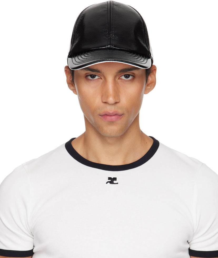 Kasket Courrèges Courrèges Reedition Vinyl Baseball Cap Sort | PERACT002VY0014