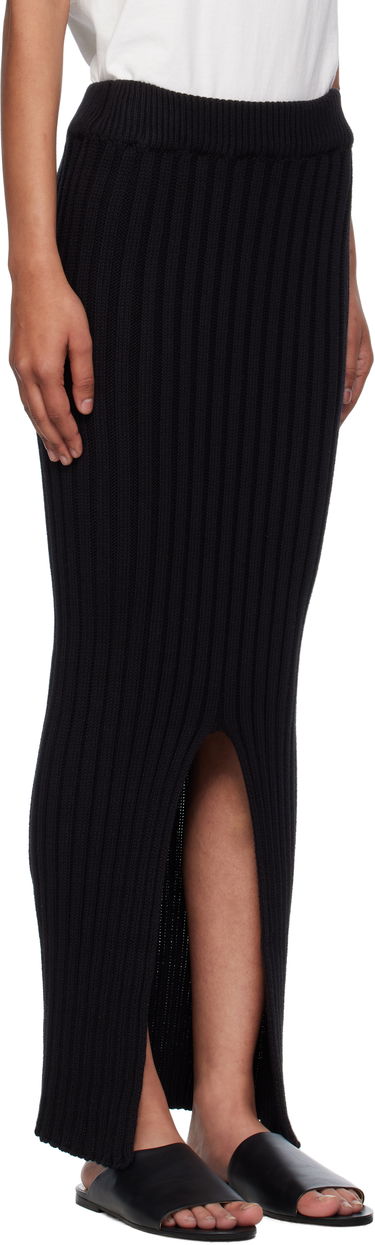 Nederdel Baserange Baserange Macau Midi Ribbed Knit Skirt with Slits Sort | SSMA-OC-AU25, 1