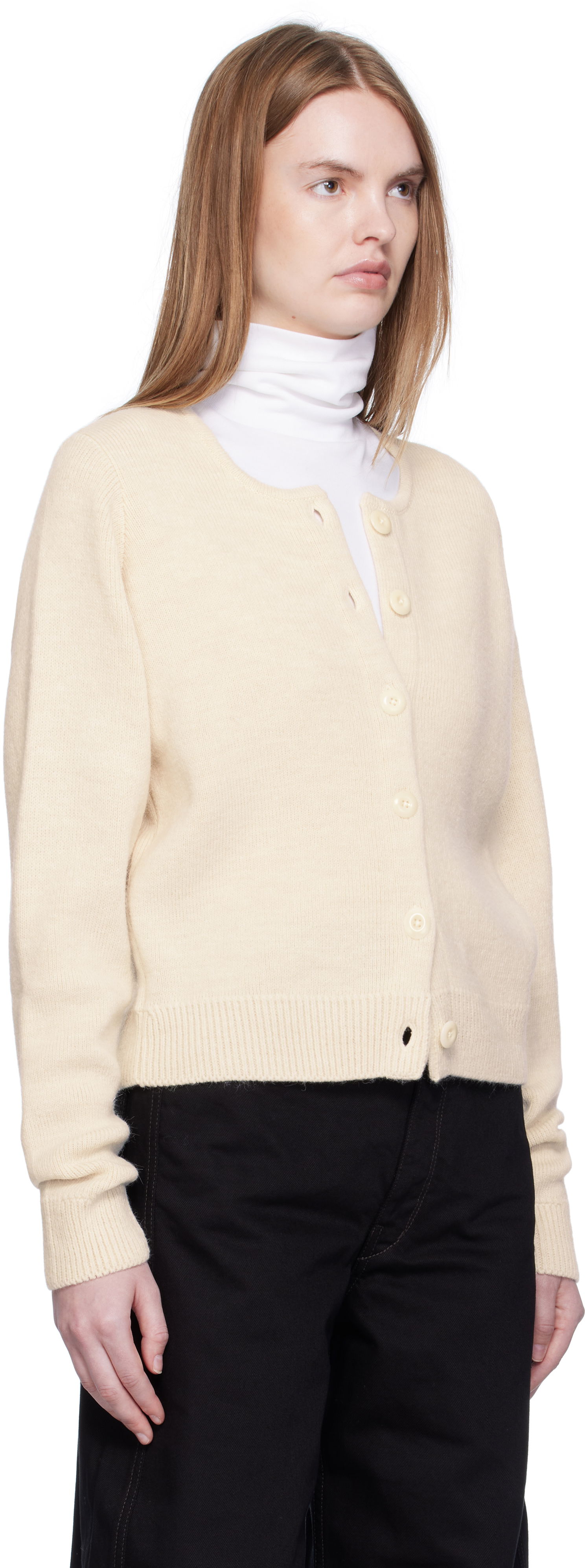 Sweater LEMAIRE Lemaire Alpaca Cropped Cardigan Beige | TO1411 LK1028, 1
