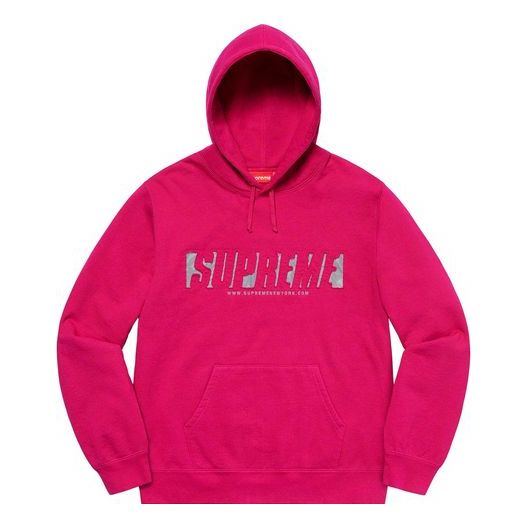 Sweatshirt Supreme Reflective Cutout Logo Hooded Sweatshirt Lyserød | SUP-SS20-102, 0