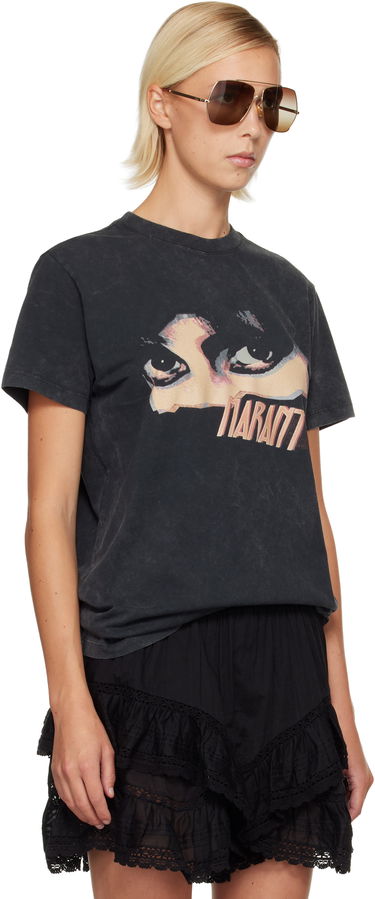 T-shirt Isabel Marant Étoile Etoile Zoeline Short Sleeve Washed Graphic Print T-Shirt Sort | TS0147FA-C3N07E, 1