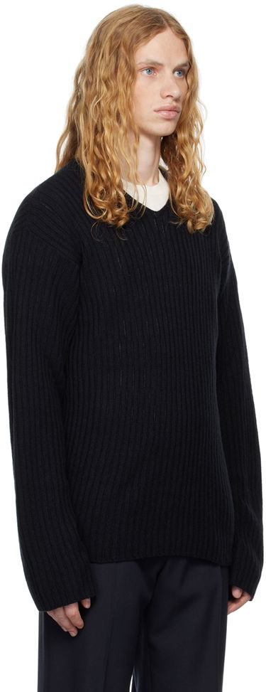 Sweater The Row The Row Gustave Ribbed V-Neck Sweater Sort | 713-Y556, 1