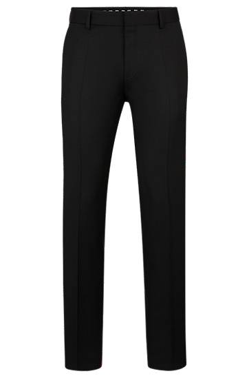 Bukser BOSS Slim-Fit Virgin-Wool Serge Trousers Sort | 50469174