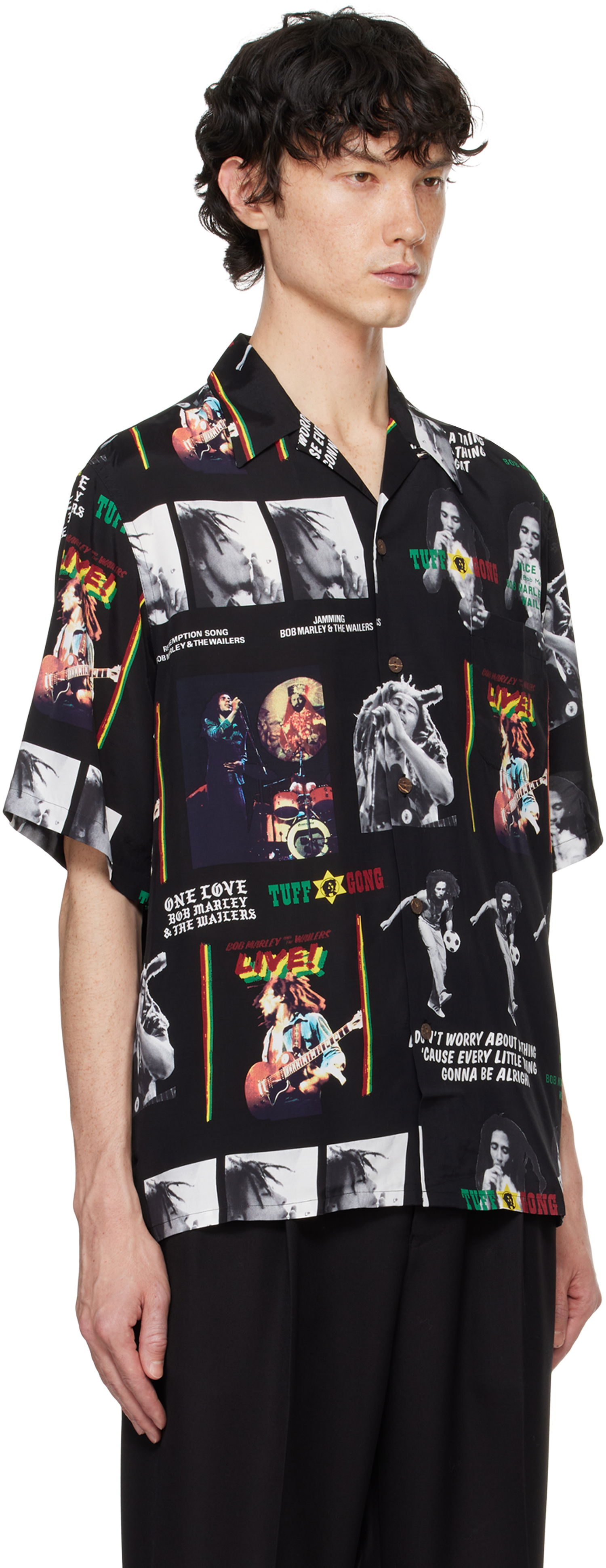 Skjorte WACKO MARIA WACKO MARIA Bob Marley Print Short Sleeve Shirt Sort | BOBMARLEY-WM-HI09, 1