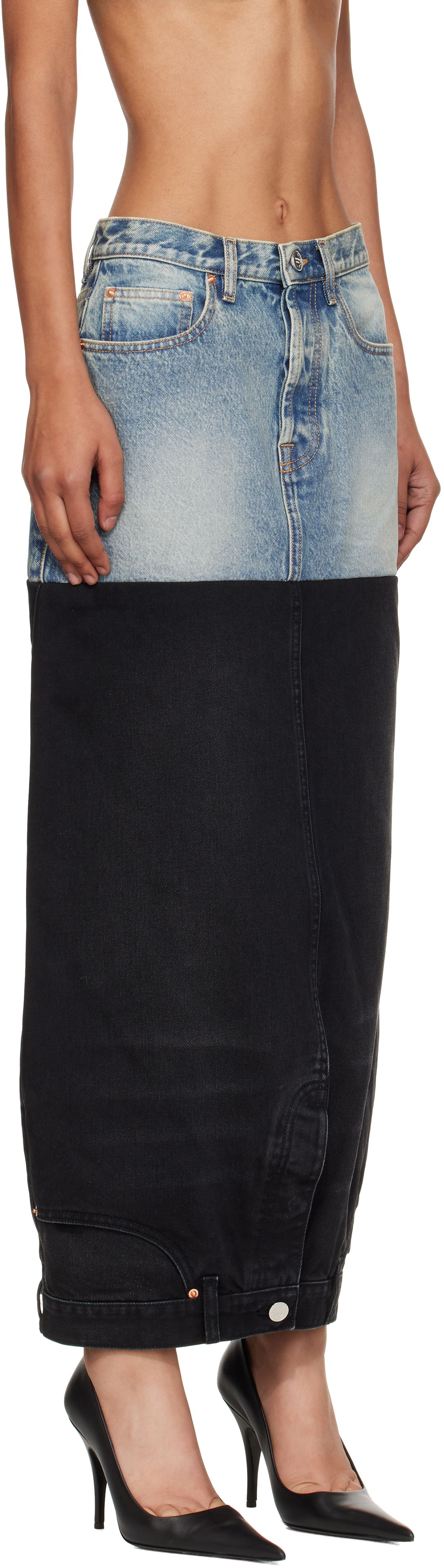 Nederdel VETEMENTS Vetements Double Denim Maxi Skirt Blå | WH76DK880YBB2, 1