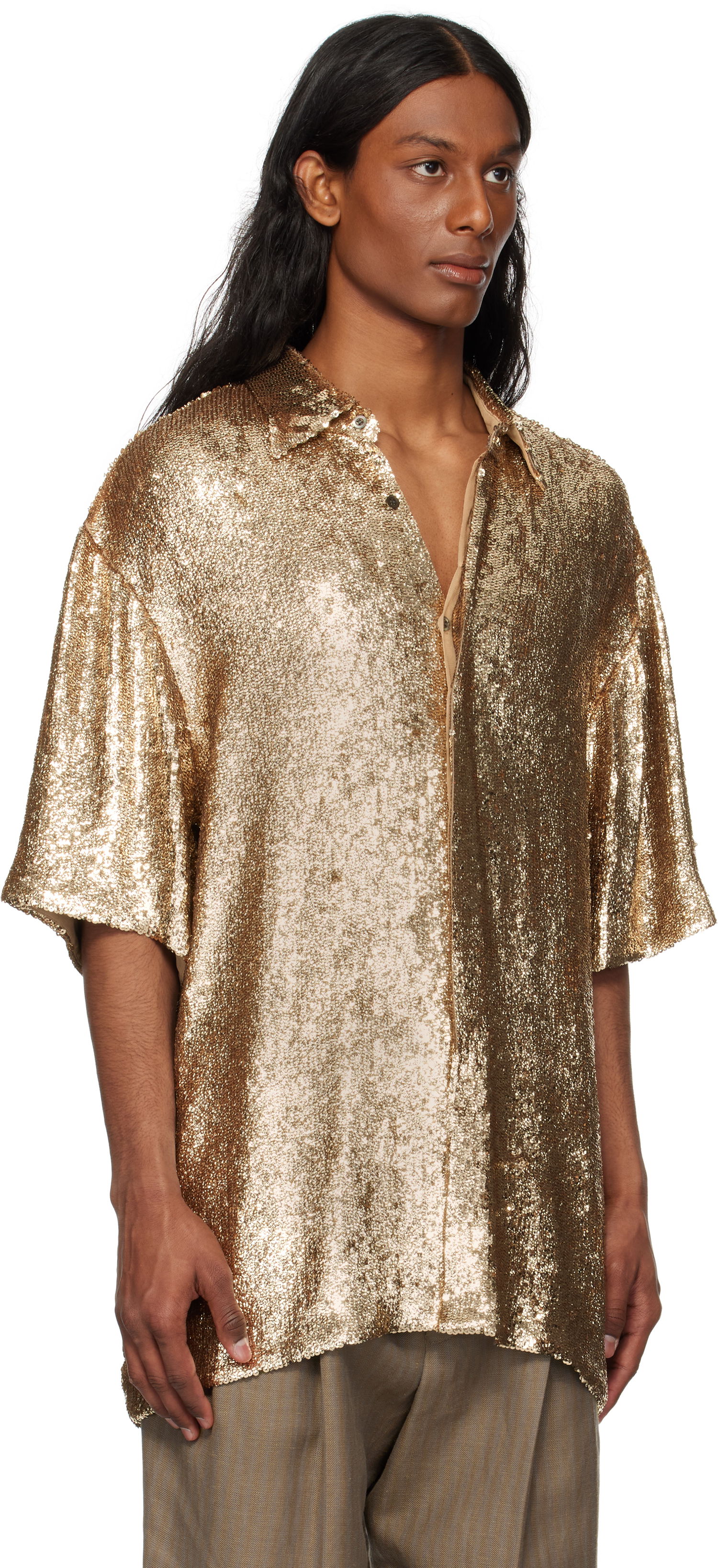 Skjorte Dries Van Noten Dries Van Noten Sequinned Shirt Metalisk | 251-080751-1481, 1