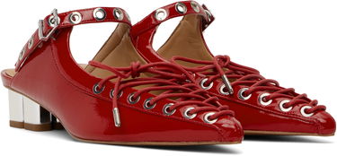 Sneakers og sko GANNI GANNI Lace-Up Mules Rød | S2964, 3