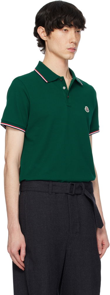 Polo skjorte Moncler Moncler Cotton Piquet Polo Shirt with Tricolor Trim Grøn | K10918A7030084556, 1