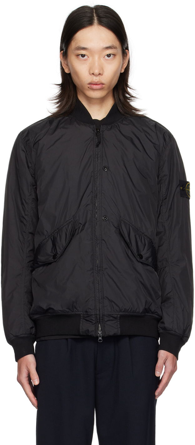 Bomberjakke Stone Island Black Wind-Resistant Bomber Jacket Sort | 811540923, 0