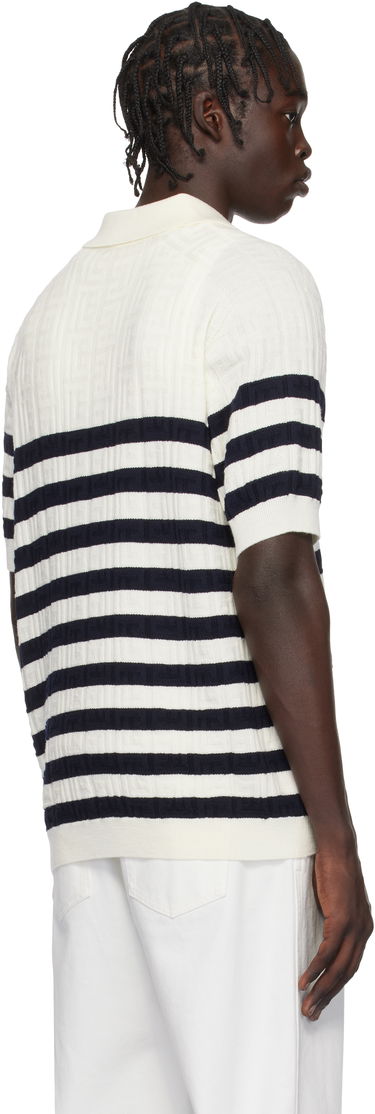 Polo skjorte Balmain Striped Knit Polo Shirt Hvid | EH1GB066KI01, 2