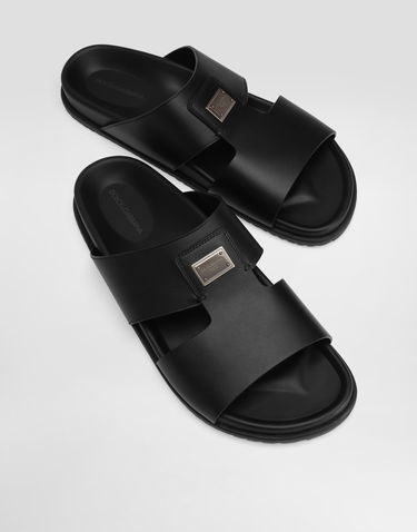 Tilbehør Dolce & Gabbana Dolce & Gabbana Calfskin Slides Sort | A80506A9Q6780999, 3