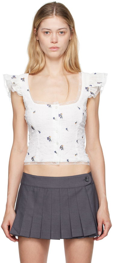 Tanktop GUIZIO Guizio Pontia Floral Embroidered Tank Top Hvid | P24112W105, 0