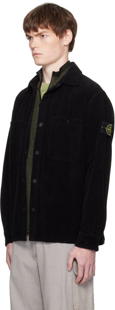 Skjorte Stone Island Organic Cotton Corduroy Overshirt Sort | K2S15 1200012 S0212, 3