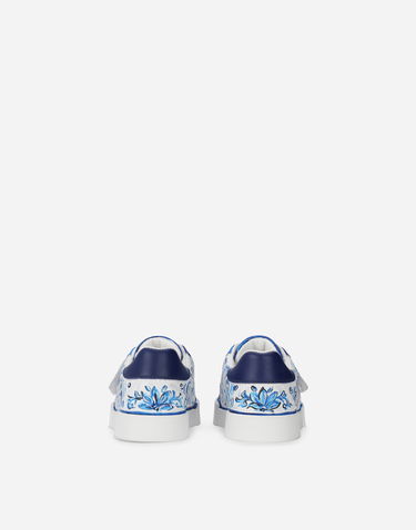 Sneakers og sko Dolce & Gabbana Majolica-print Portofino Light First Steps Hvid | DN0143AD466HA3OB, 2