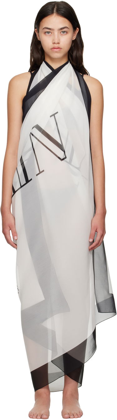 Tørklæde Balmain Balmain Two-Tone Printed Beach Cover-up Hvid | BKA202410, 0